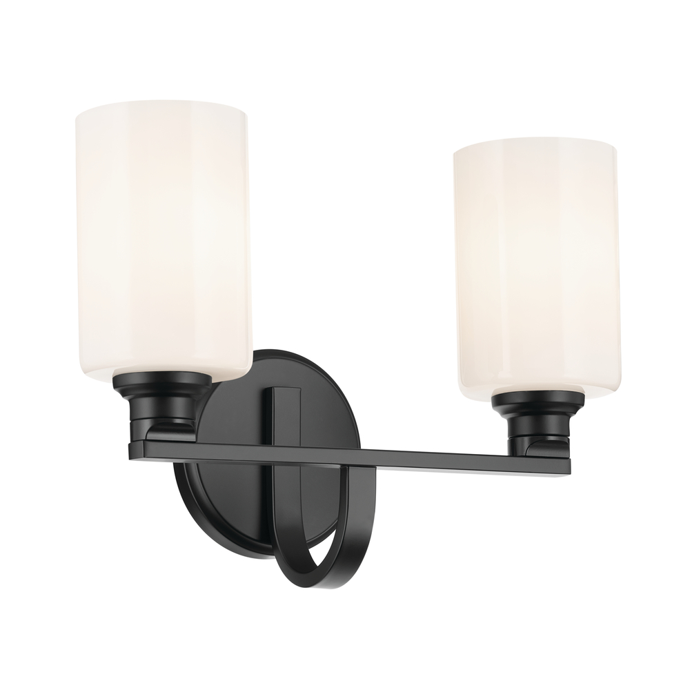 Gioe 14.25" 2-Light Vanity Light with Opal Glass in Black