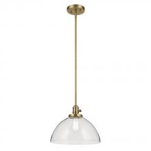 Kichler 43912NBR - Avery 11" 1-Light Dome Pendant with Clear Seeded Glass in Natural Brass