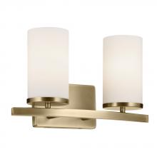 Kichler 45496NBR - Crosby 15.25" 2-Light Vanity Light with Satin Etched Cased Opal Glass in Natural Brass