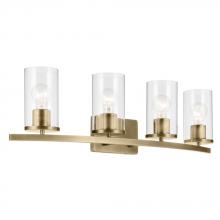 Kichler 45498NBRCLR - Crosby 31.25" 4-Light Vanity Light with Clear Glass in Natural Brass