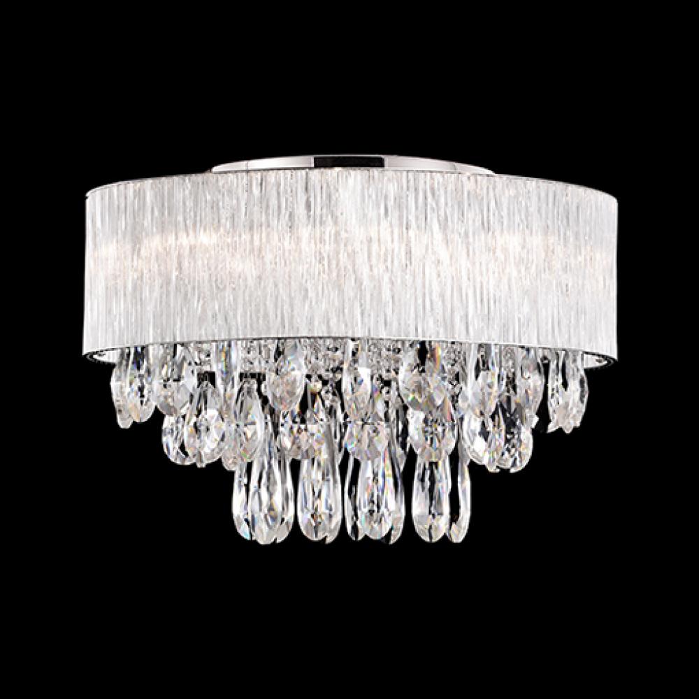 Eight Lamp Ribbed Glass Rod Shade Ceiling