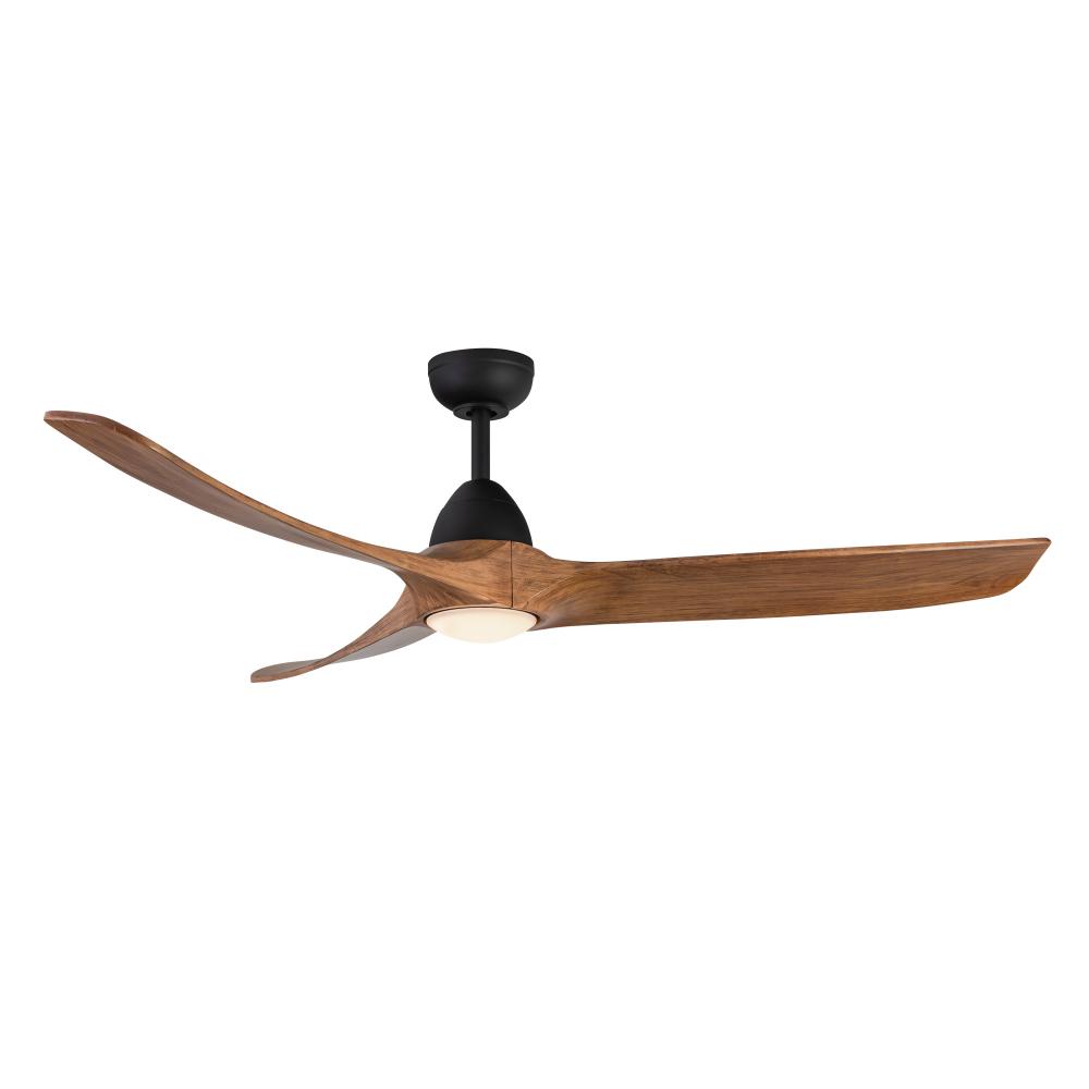 Baylor 60-in Matte Black/Natural Wood LED Ceiling Fan