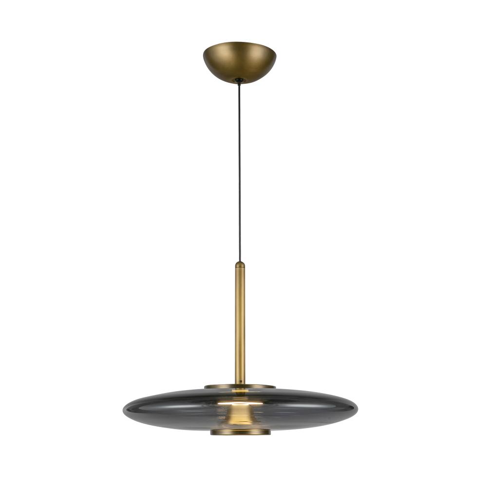 Kyoto 17-in Vintage Brass/Smoked Glass LED Pendant