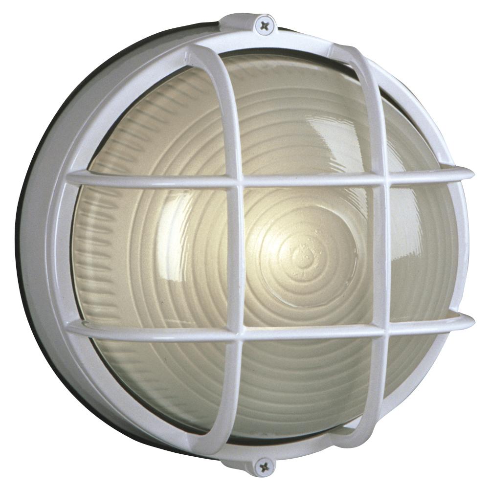 Cast Aluminum Marine Light with Guard - White w/ Frosted Glass