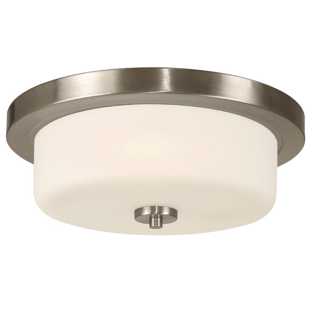 LED Flush Mount Ceiling Light - in Brushed Nickel finish with White Glass