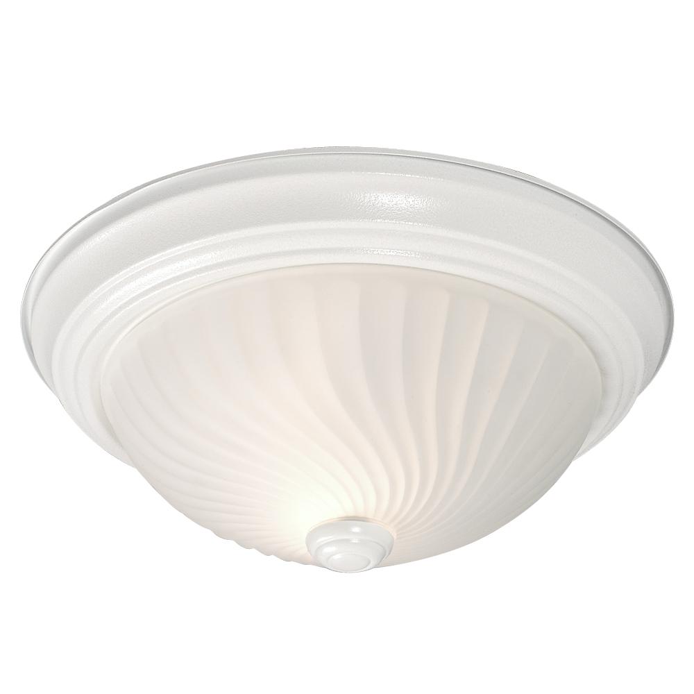 Flush Mount - White w/ Frosted Swirl Glass