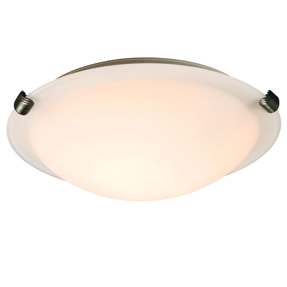 LED Flush Mount Ceiling Light - in Pewter finish with White Glass