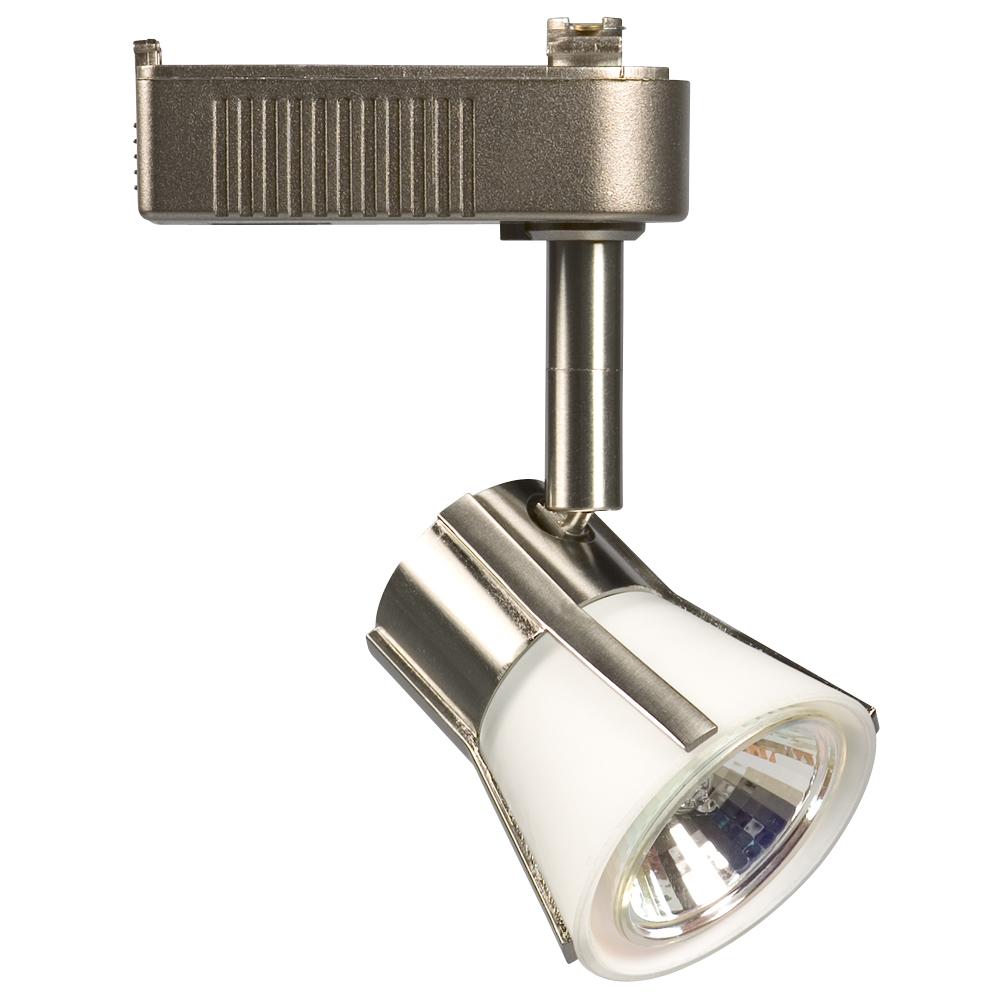 Halogen Track Head - Brushed Nickel w/ White Glass