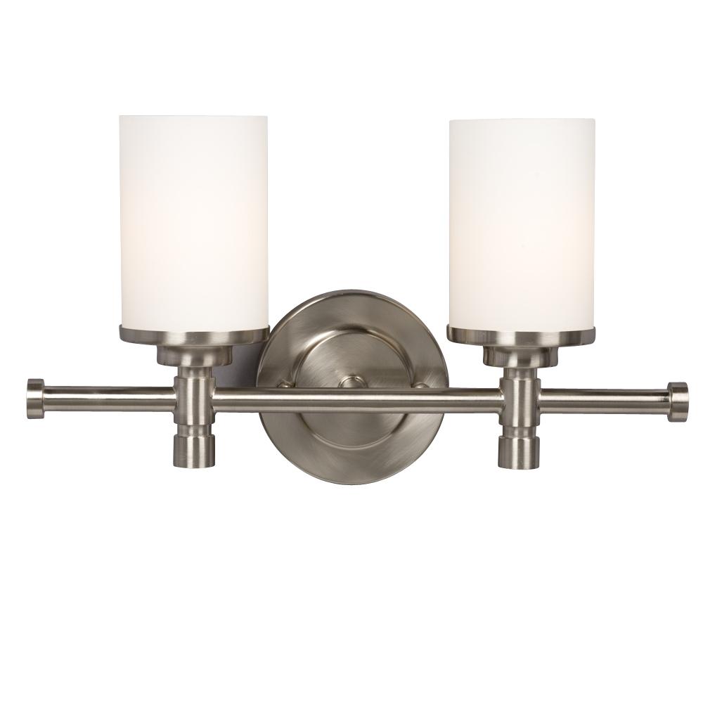 Two Light Vanity - Brushed Nickel w/ Satin White Glass