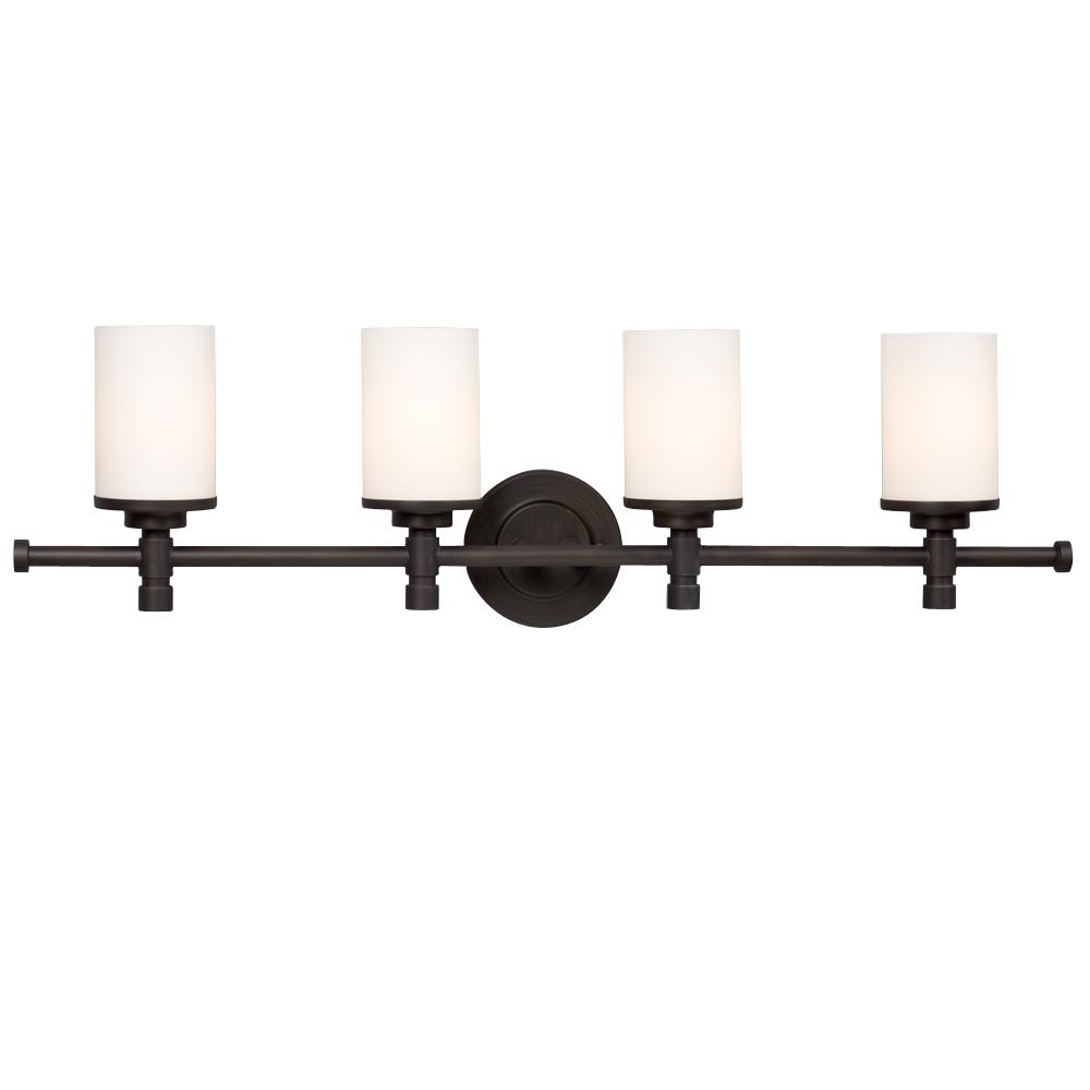 Four Light Vanity - Oil Rubbed Bronze w/ Satin White Glass