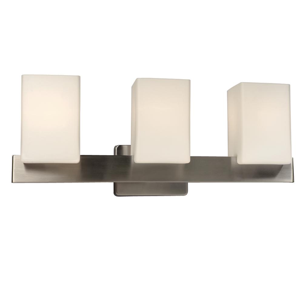 Three Light Vanity - Brushed Nickel w/ Satin White Glass