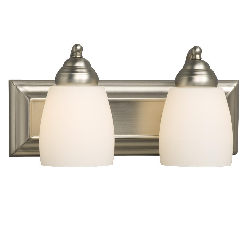 Two Light Vanity - Brushed Nickel w/ Satin White Glass