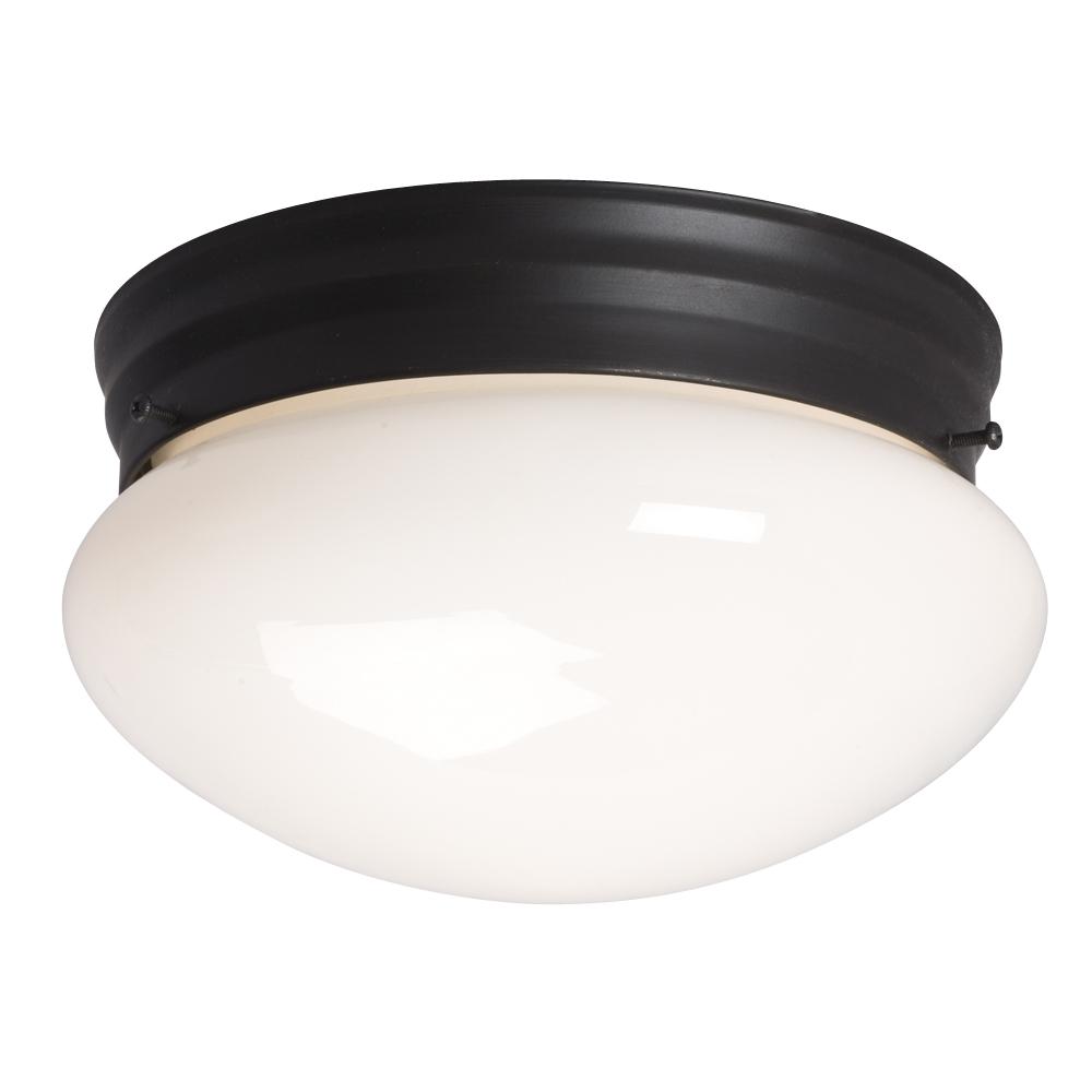 Utility Flush Mount - Oil Rubbed Bronze w/ White Glass