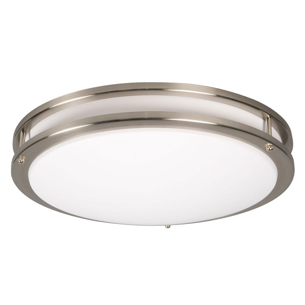LED Flush Mount Ceiling Light - in Brushed Nickel finish with White Acrylic Lens (120V MPF, Electron