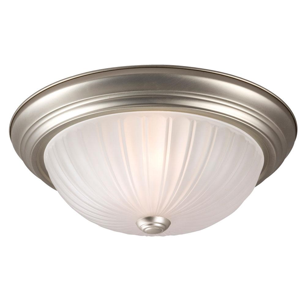 Flush Mount Ceiling Light - in Pewter finish with Frosted Melon Glass