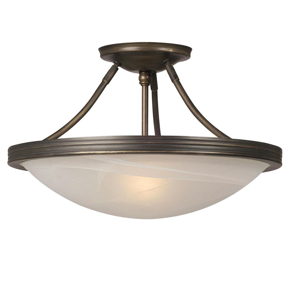 Semi-flush Mount Ceiling Light - in Oil Rubbed Bronze finish with Marbled Glass