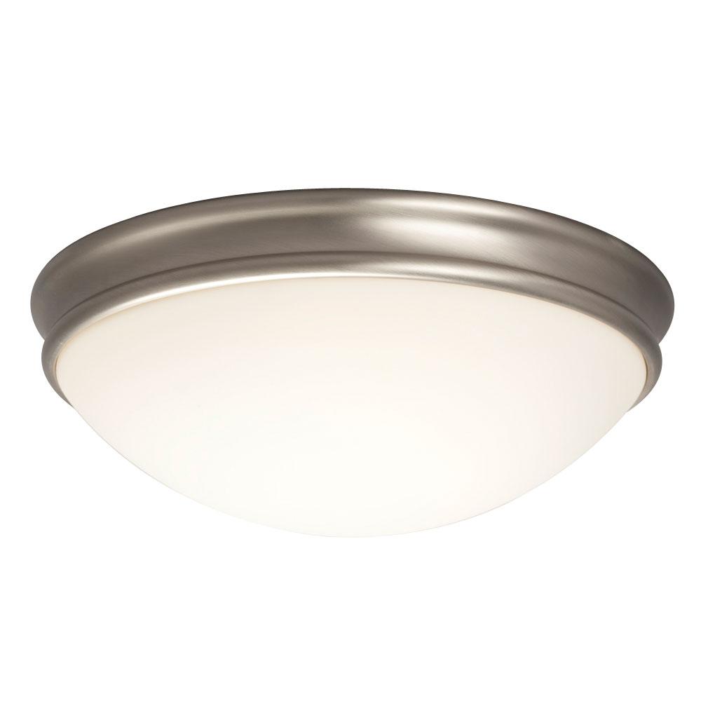 LED Flush Mount Ceiling Light - in Brushed Nickel finish with White Glass