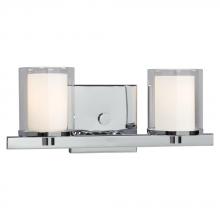 Galaxy Lighting 718777CH - 2-Light Vanity in Polished Chrome with Satin White Inner Glass & Clear Outer Glass