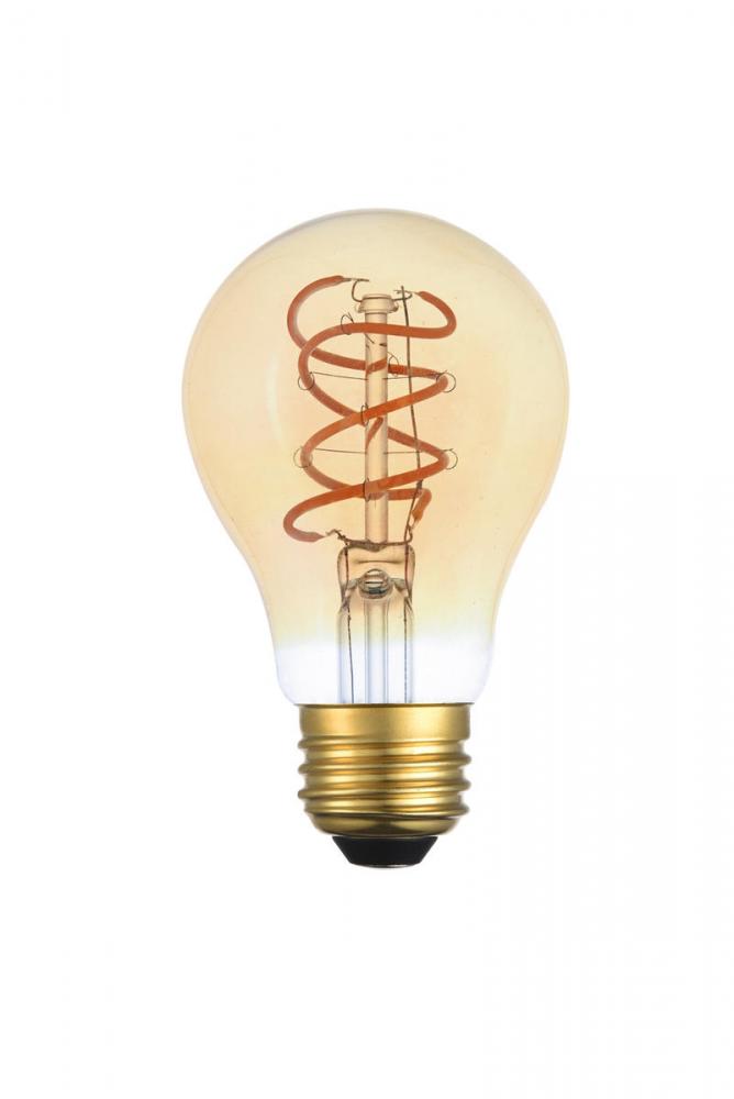 LED Decorative Helix vertical 2000K nostalgic filament 6 watts 300 lumens amber tint A19 light bulb