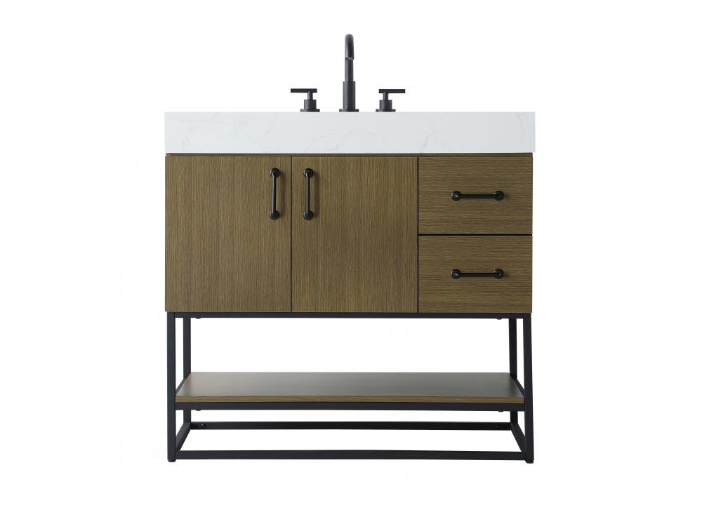 Vanity Cabinet 2Dr 2Dw 36x21.5x34 Chestnut Brown