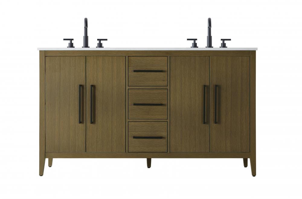 Vanity Cabinet 4Dr 3Dw 60x21.5x35 Chestnut Brown
