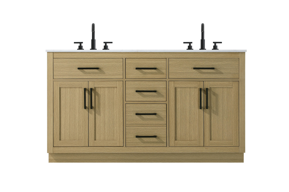 Vanity Cabinet 4Dr5Dw 60"W x 22"D x 35''H Honey Brown