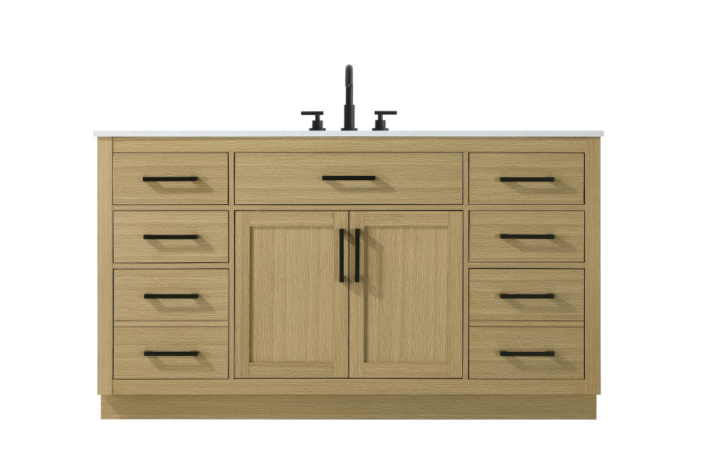 Vanity Cabinet 2Dr7Dw 60"W x 22"D x 35''H Honey Brown