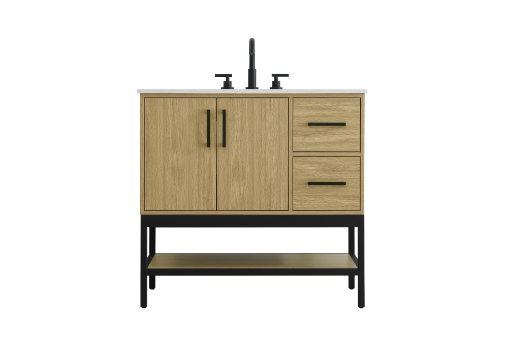 Vanity Cabinet 2Dr2Dw 36"x22"x34" Honey Brown