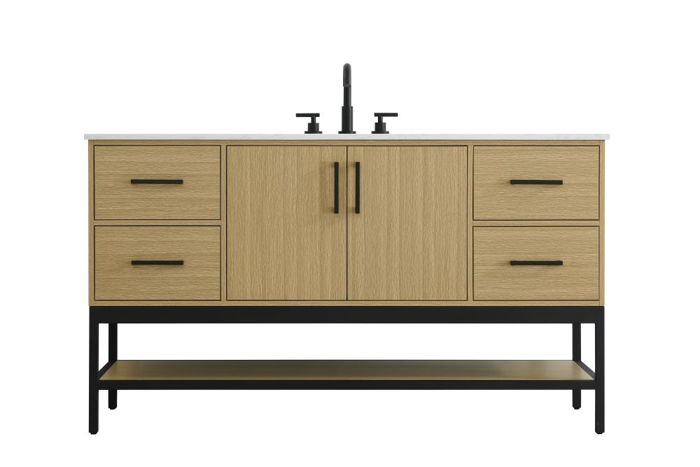Vanity Cabinet 2Dr4Dw 60"x22"x34" Honey Brown