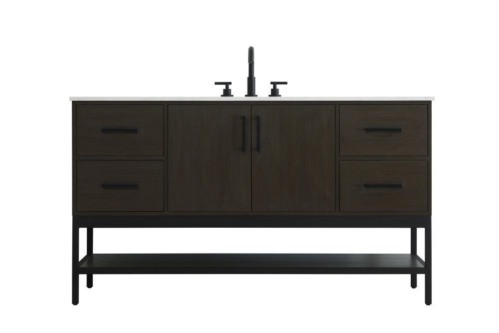 Vanity Cabinet 2Dr4Dw 60"x22"x34" Mocha Brown