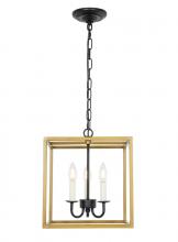 Elegant LD6105D12BRBK - Eclipse 3 light Brass and Black pendant