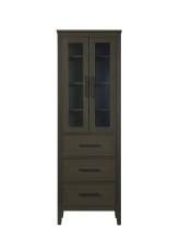 Elegant SC293C24MMB - 24 Inch Bath Storage Glass Cabinet in Mocha Brown