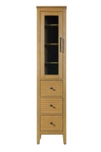 Elegant SC296C16HT - 16 Inch Bath Storage Glass Cabinet in Honey Teak