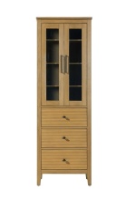 Elegant SC296C24HT - 24 Inch Bath Storage Glass Cabinet in Honey Teak