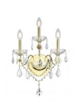Elegant V2015W3G/RC - St. Francis 3 light Gold Wall Sconce Clear Royal Cut Crystal