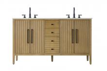 Elegant VF29660DLO - Vanity Cabinet 4Dr 3Dw 60x21.5x35 Linen Oak
