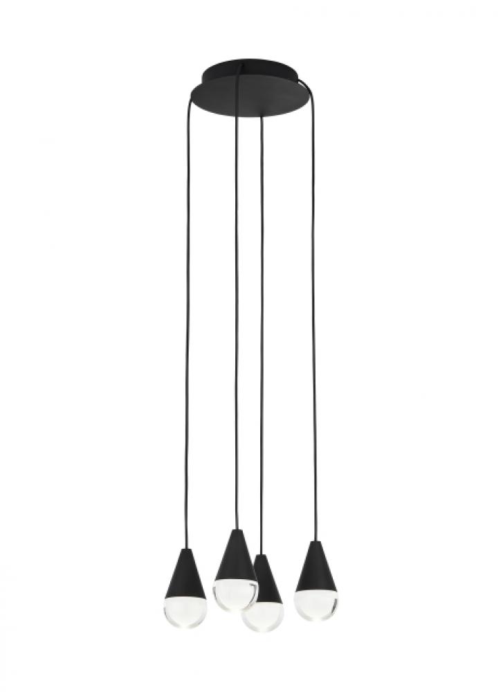 Modern Cupola Dimmable LED 4-light Chandelier Ceiling Light in a Nightshade Black Finish