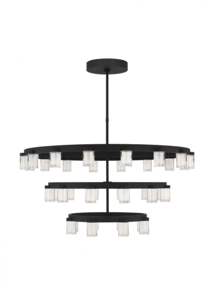 The Esfera Three Tier X-Large 36-Light Damp Rated Integrated Dimmable LED Ceiling Chandelier in Nigh