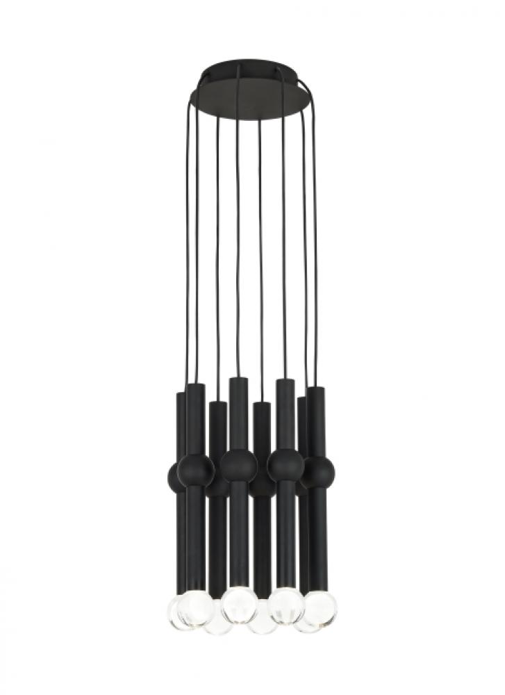 Modern Guyed Dimmable LED 8-light Ceiling Chandelier in a Nightshade Black Finish