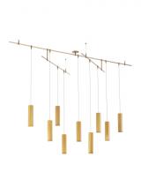 Visual Comfort & Co. Modern Collection 700BLKS9R-LED930R - Modern Blok Dimmable LED Small Chandelier Ceiling Light in an Aged Brass/Gold Colored Finish