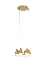 Visual Comfort & Co. Modern Collection 700TRSPCPA6RNB-LED930 - Modern Cupola Dimmable LED 6-light Chandelier Ceiling Light in a Natural Brass/Gold Colored Finish