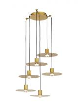 Visual Comfort & Co. Modern Collection 700TRSPEVS6RNB-LED930 - Modern Eaves Dimmable LED 6-light in a Natural Brass/Gold Colored Finish Ceiling Chandelier