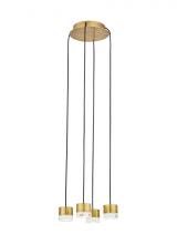 Visual Comfort & Co. Modern Collection 700TRSPGBL4RNB-LED930 - Modern Gable Dimmable LED 4-light Ceiling Chandelier in a Natural Brass/Gold Colored Finish