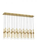 Visual Comfort & Co. Modern Collection 700TRSPGYD18TNB-LED930277 - Modern Guyed Dimmable LED 18-light Ceiling Chandelier in a Natural Brass/Gold Colored Finish