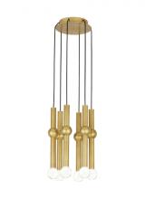 Visual Comfort & Co. Modern Collection 700TRSPGYD6RNB-LED930 - Modern Guyed Dimmable LED 6-light Ceiling Chandelier in a Natural Brass/Gold Colored Finish