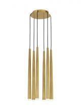 Visual Comfort & Co. Modern Collection 700TRSPPYL6RNB-LED930 - Modern Pylon Dimmable LED 6 Light Ceiling Chandelier in a Natural Brass/Gold Colored Finish