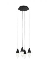 Visual Comfort & Co. Modern Collection 700TRSPTRT4RB-LED930 - Modern Turret Dimmable LED 4-light Ceiling Chandelier in a Nightshade Black Finish