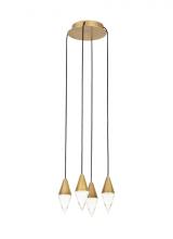 Visual Comfort & Co. Modern Collection 700TRSPTRT4RNB-LED930 - Modern Turret Dimmable LED 4-light Ceiling Chandelier in a Natural Brass/Gold Colored Finish