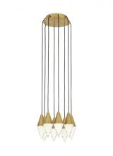 Visual Comfort & Co. Modern Collection 700TRSPTRT8RNB-LED930 - Modern Turret Dimmable LED 8-light Ceiling Chandelier in a Natural Brass/Gold Colored Finish