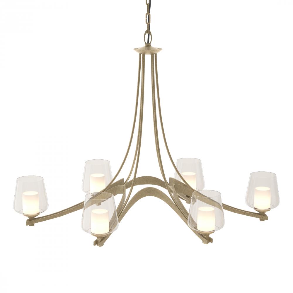 Oval Ribbon 6 Arm Chandelier